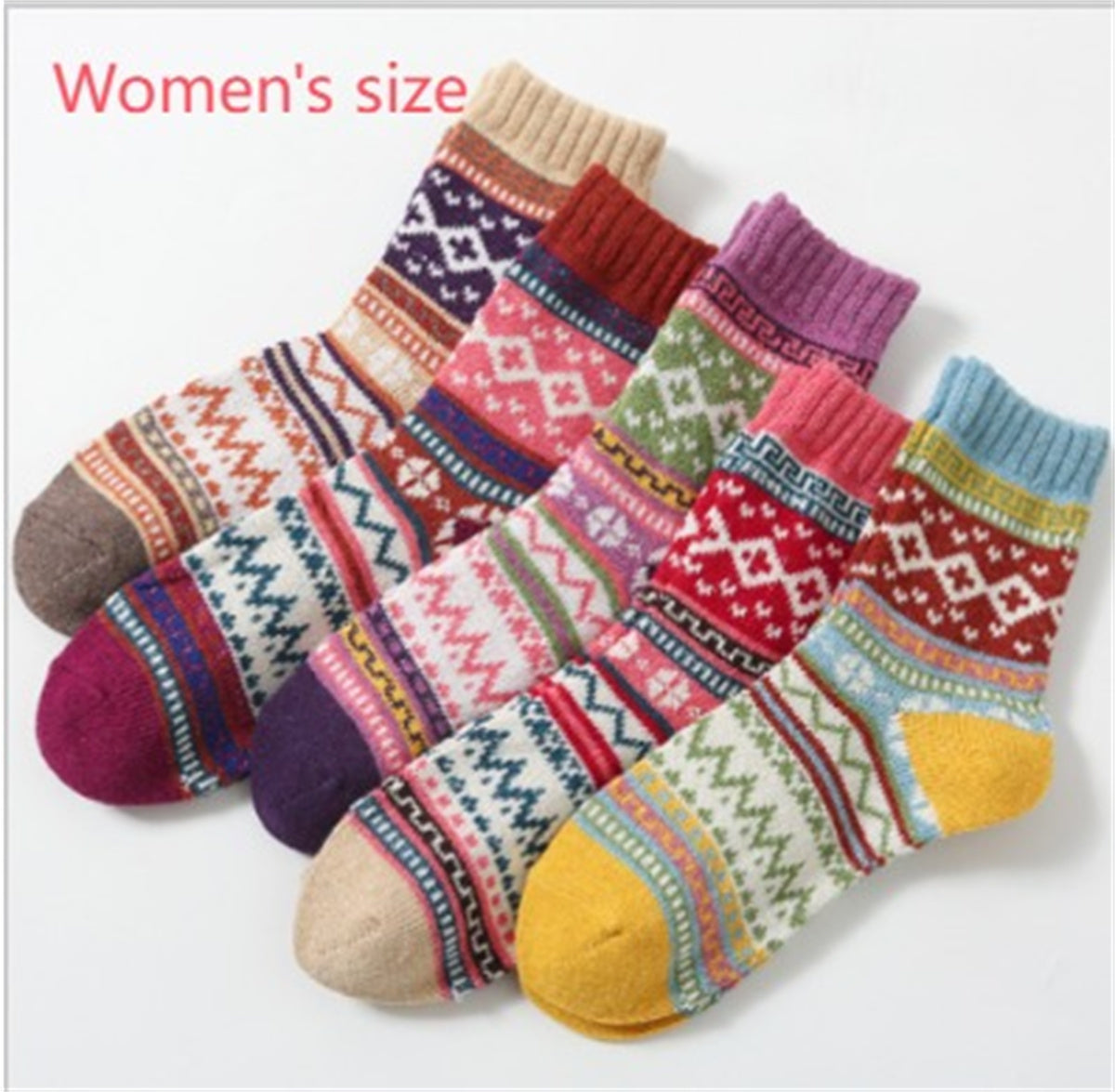 Winter Warm Stripe Wool Socks – 5 Pairs Thick Casual Business Socks for Men