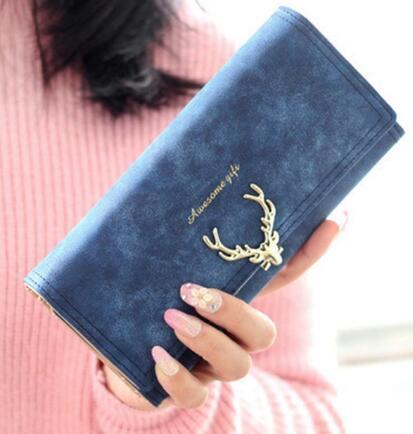 Korean Fashion Frosted Deer Women’s Wallet – PU Leather Multi-Card Coin Purse
