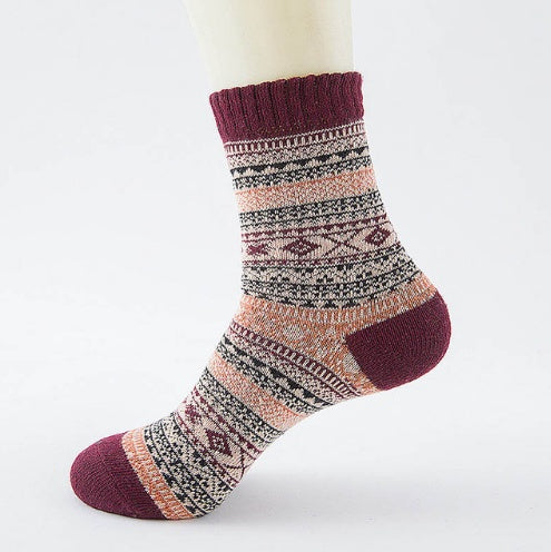 Winter Warm Stripe Wool Socks – 5 Pairs Thick Casual Business Socks for Men