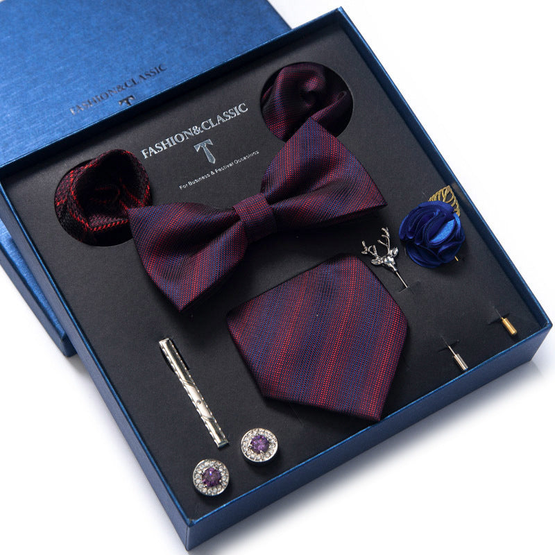 Men’s 8-Piece Bow Tie Set – Formal Jacquard Neckwear for Business, Party & Wedding