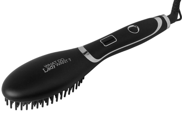 Ceramic Hair Straightening Brush – 3-in-1 Heated Detangling Comb with Anti-Frizz Technology