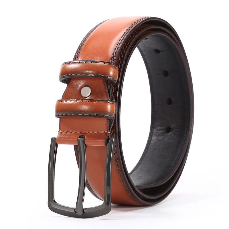 Men’s Business Belt with Alloy Pin Buckle – European & American Fashion Style