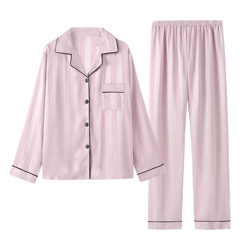Striped Luxury Silk Loungewear Set – Plus Size Pajamas for Men & Women