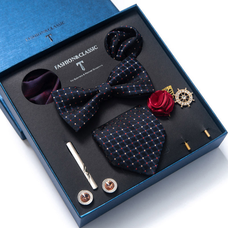 Men’s 8-Piece Bow Tie Set – Formal Jacquard Neckwear for Business, Party & Wedding