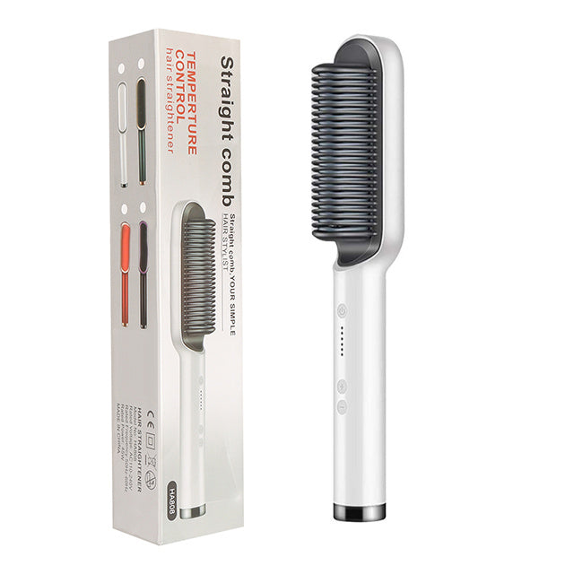 2-In-1 Hair Straightener Hot Comb – Negative Ion Curling Tong & Dual-Purpose Electric Hair Brush