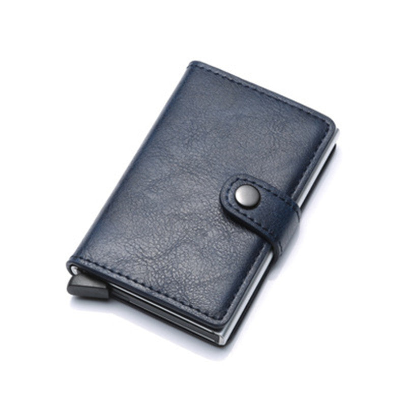 RFID Anti-Theft Vintage Wallet – PU Leather Card Holder with Aluminum Case & Pop-Up Design