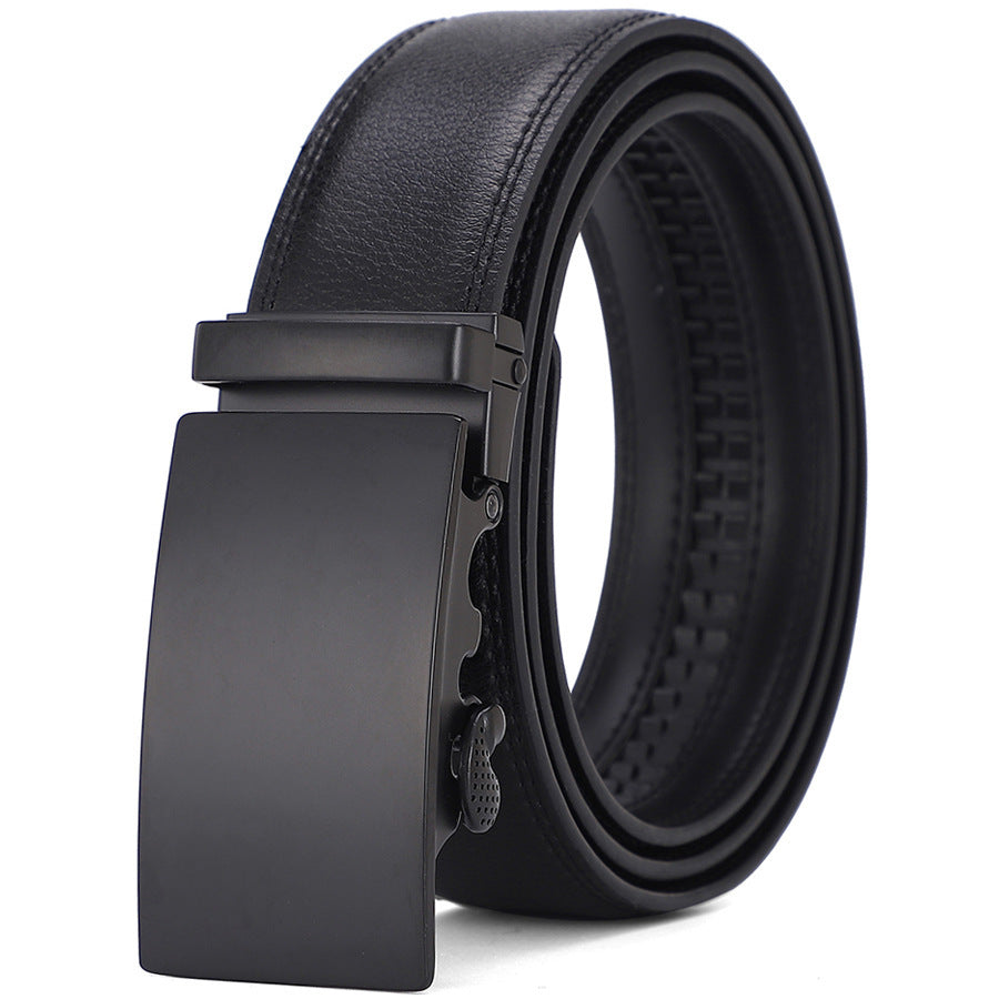 Men’s Genuine Cowhide Leather Belt – Automatic Alloy Buckle Business & Casual