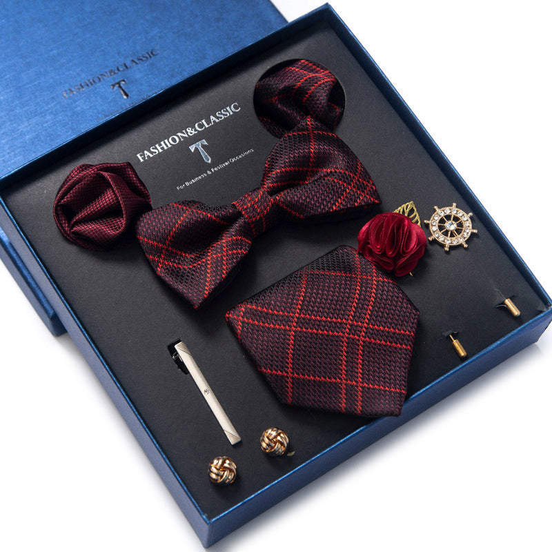 Men’s 8-Piece Bow Tie Set – Formal Jacquard Neckwear for Business, Party & Wedding
