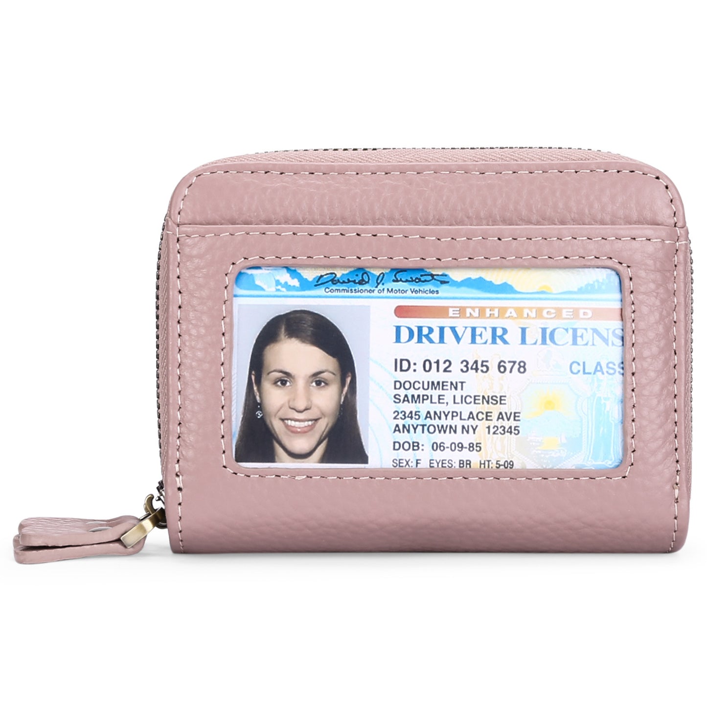 First Cowhide Double Layer Zipper Expanding Card Holder – Genuine Leather Anti-Theft Wallet with Gift Box