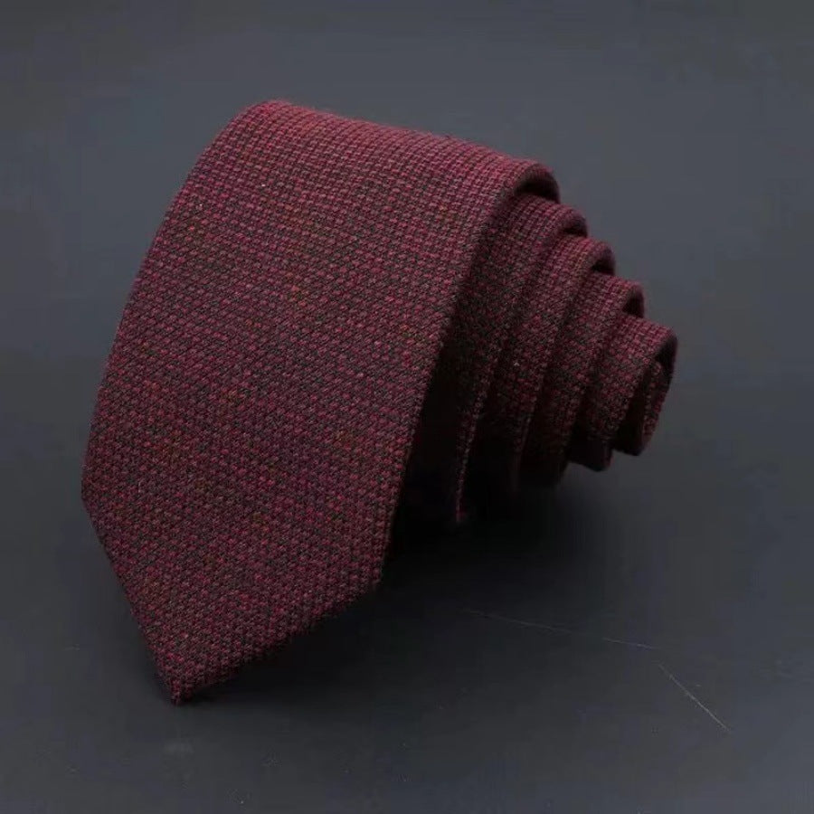Men’s Business Fashion Tie – Thickened Sanded Fabric Striped & Solid Color Necktie