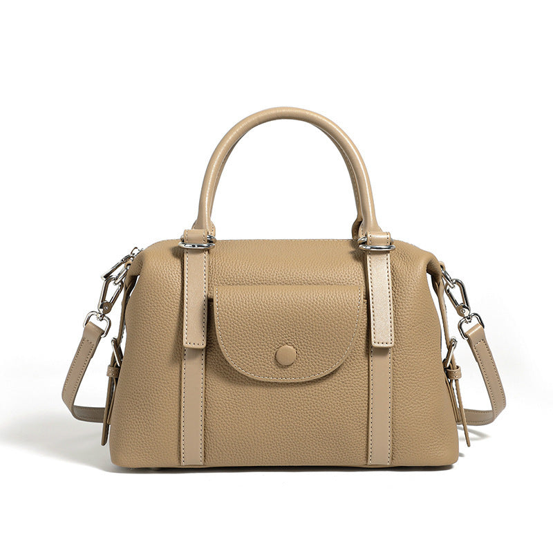 New Genuine Leather Ladies’ Handbag – Versatile Fashion Shoulder Bag with Lock Design