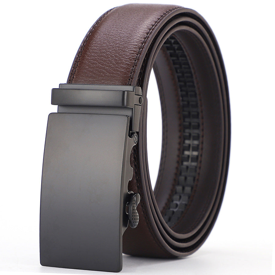 Men’s Genuine Cowhide Leather Belt – Automatic Alloy Buckle Business & Casual