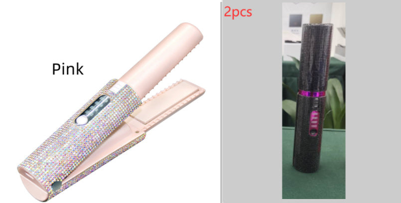 2-in-1 Electric USB Hair Straightening Brush – Wireless Ceramic Comb & Hair Curler