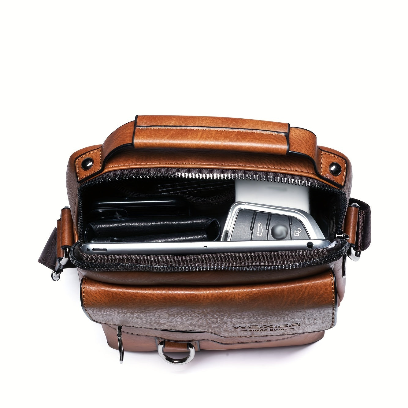 Men’s PU Leather Crossbody Messenger Bag – Casual Shoulder Handbag with Card Holder & Multi-Pockets