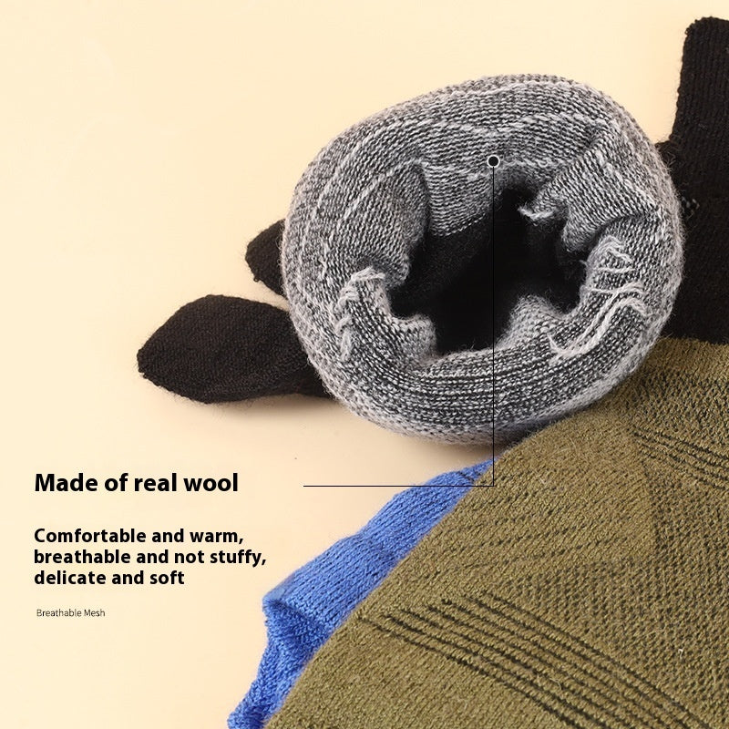 Wool Toe Socks for Men – Thickened Autumn & Winter Mid-Calf Warm Casual Socks