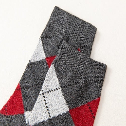 Wool Lined Socks – Check Pattern Warm Anti-Bacterial Deodorant Winter Socks (5 Pairs)