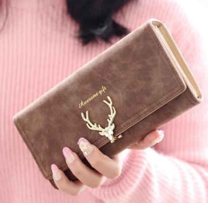 Korean Fashion Frosted Deer Women’s Wallet – PU Leather Multi-Card Coin Purse