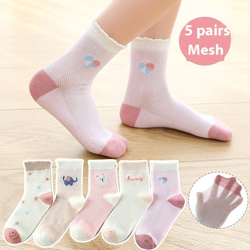 Children's Solid Color Short Socks – Cotton Thin Ankle Socks 5 Pairs for Boys & Girls