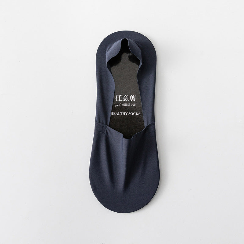 Men’s Invisible Low Cut Socks – Seamless Ice Silk Cotton Non-Slip Breathable