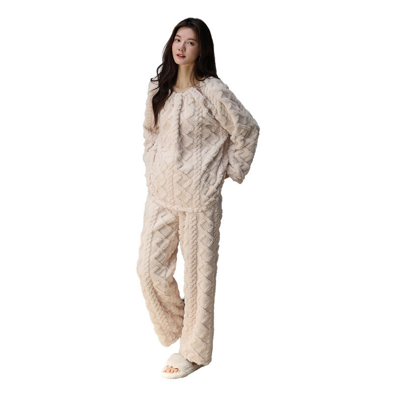 Women's Warm Winter Loungewear Set – Pullover Top & Trousers (M–XXL)