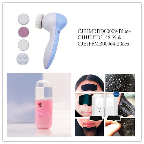 5-in-1 Electric Facial Cleansing Brush – Deep Cleaning, Exfoliation & Face Massager Beauty Instrument