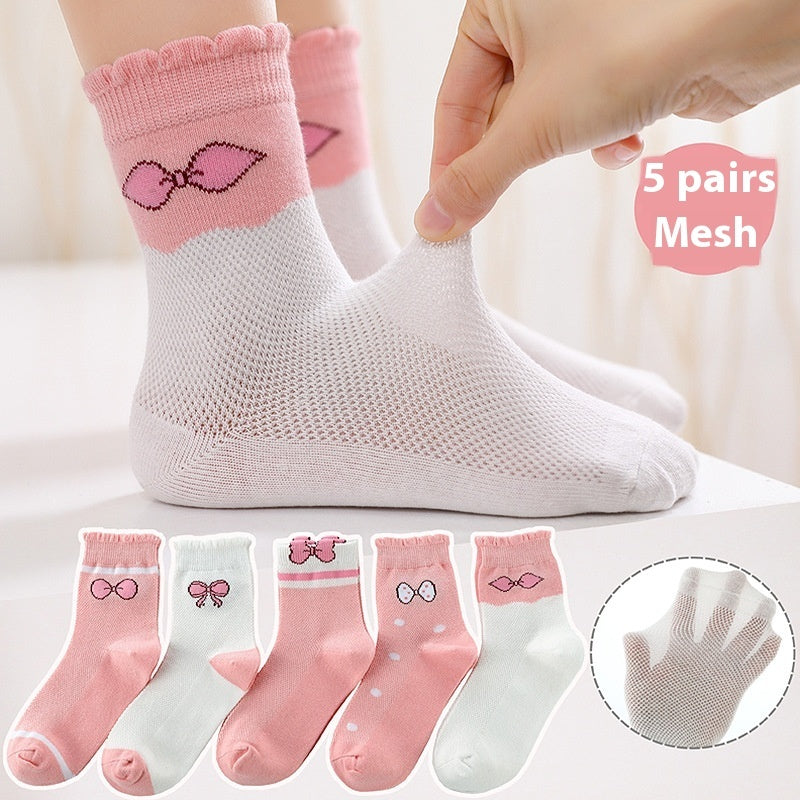 Children's Solid Color Short Socks – Cotton Thin Ankle Socks 5 Pairs for Boys & Girls