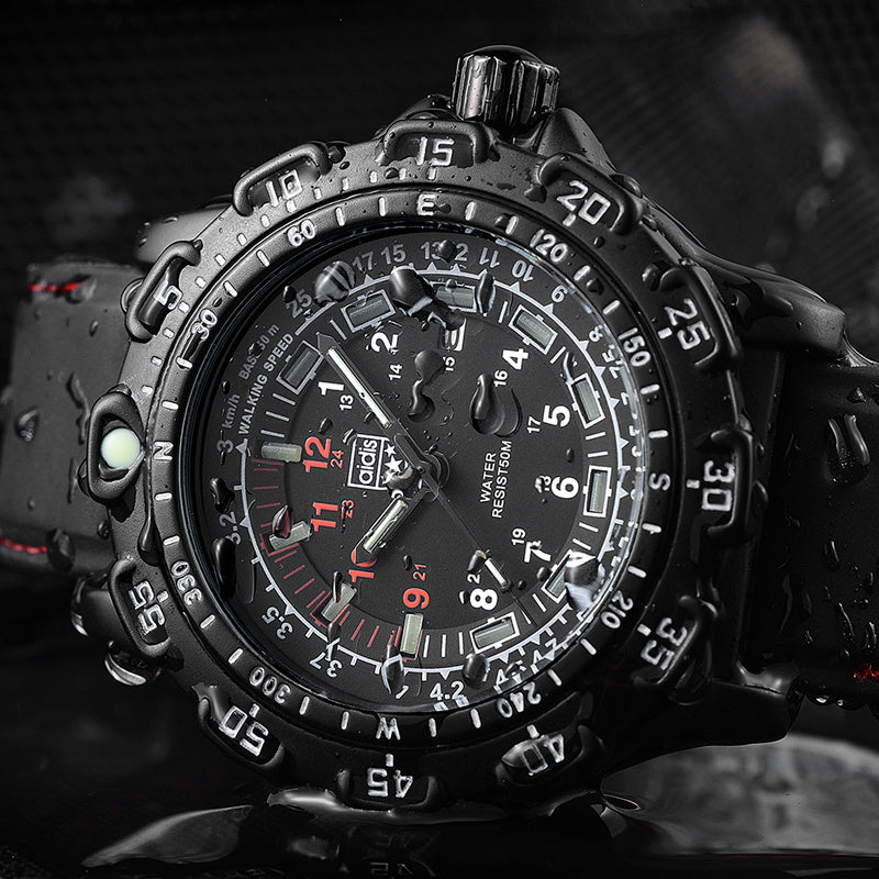 Men’s Military Quartz Watch – Waterproof 50M Sports Wristwatch with Alarm & Luminous Display