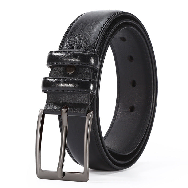 Men’s Business Belt with Alloy Pin Buckle – European & American Fashion Style