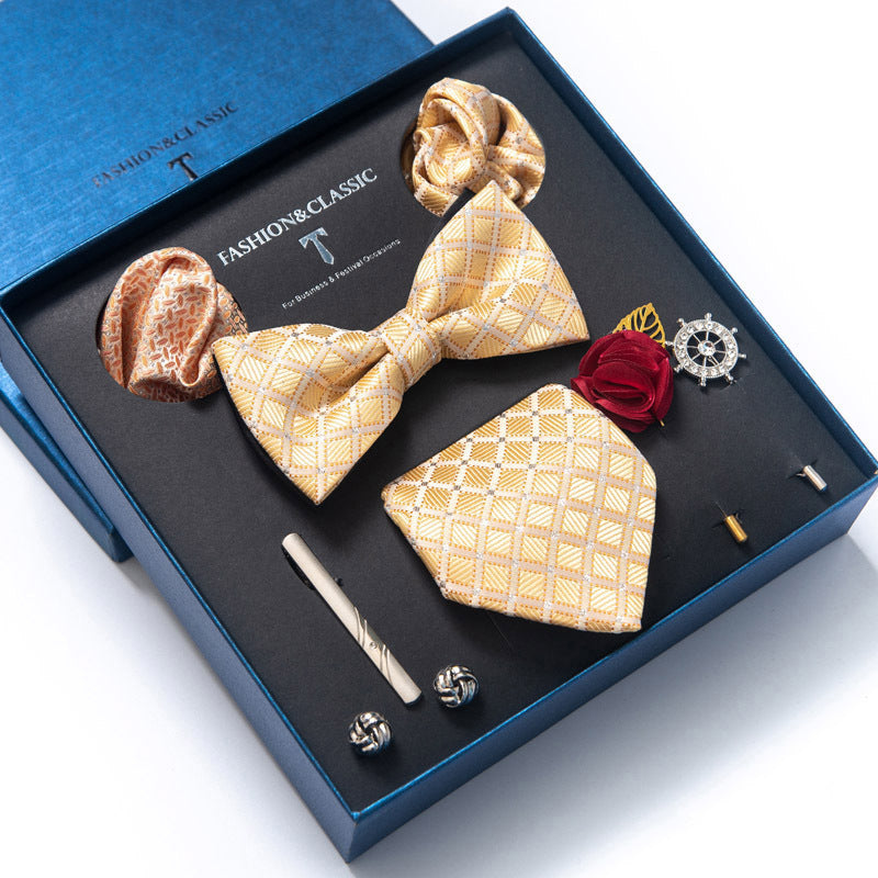 Men’s 8-Piece Bow Tie Set – Formal Jacquard Neckwear for Business, Party & Wedding