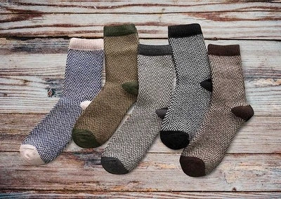 Winter Warm Stripe Wool Socks – 5 Pairs Thick Casual Business Socks for Men
