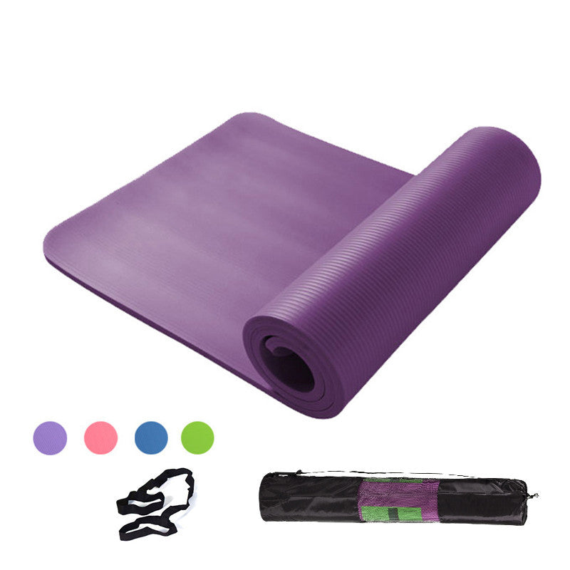 Meditation Quiet Indoor Exercise Mat – NBR 10mm Thick Yoga Set with Strap & Accessories