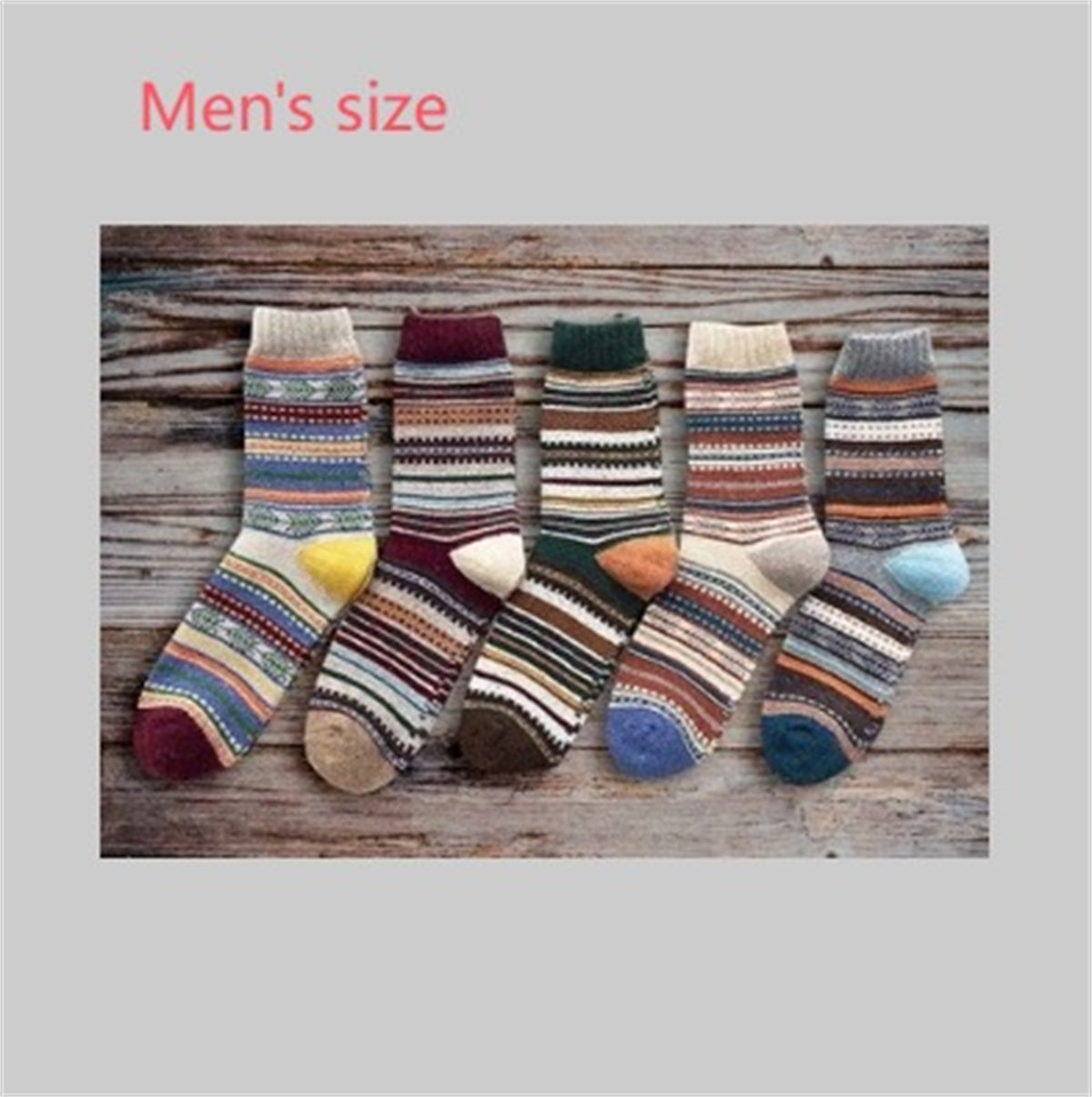 Winter Warm Stripe Wool Socks – 5 Pairs Thick Casual Business Socks for Men