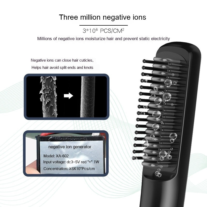 Wireless Charging Anion Straight Comb – USB Rechargeable Hair Straightener & Curler Brush