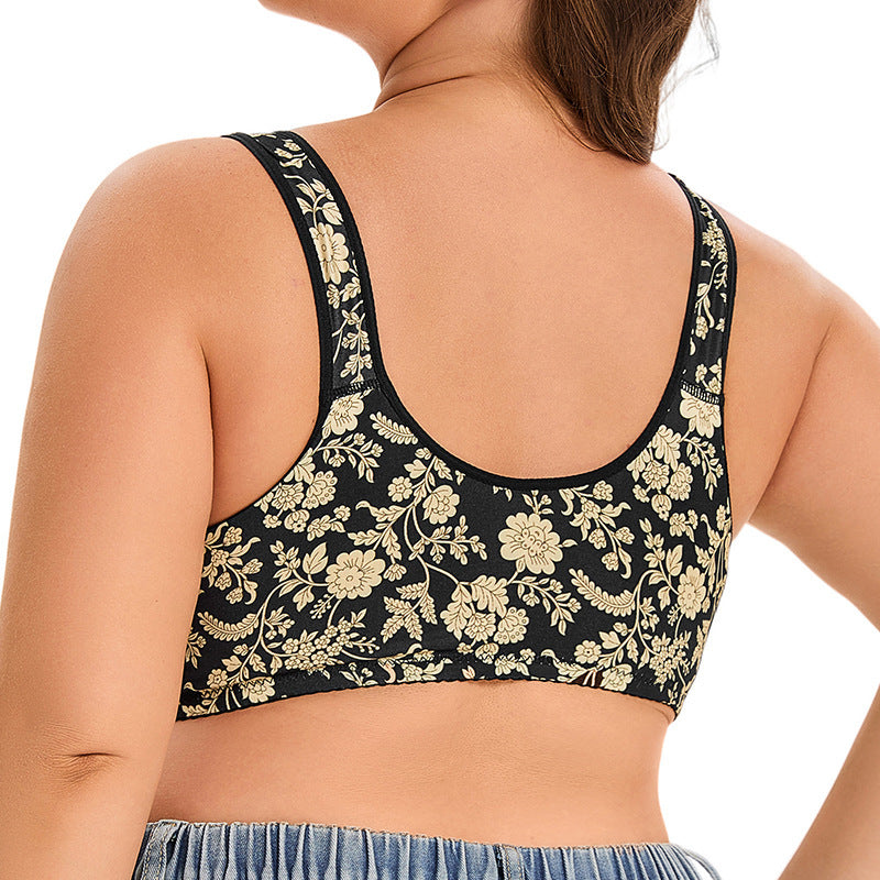 Plus Size Bra A–G Cup 36–52 – Breathable Printed Support Bra for Women