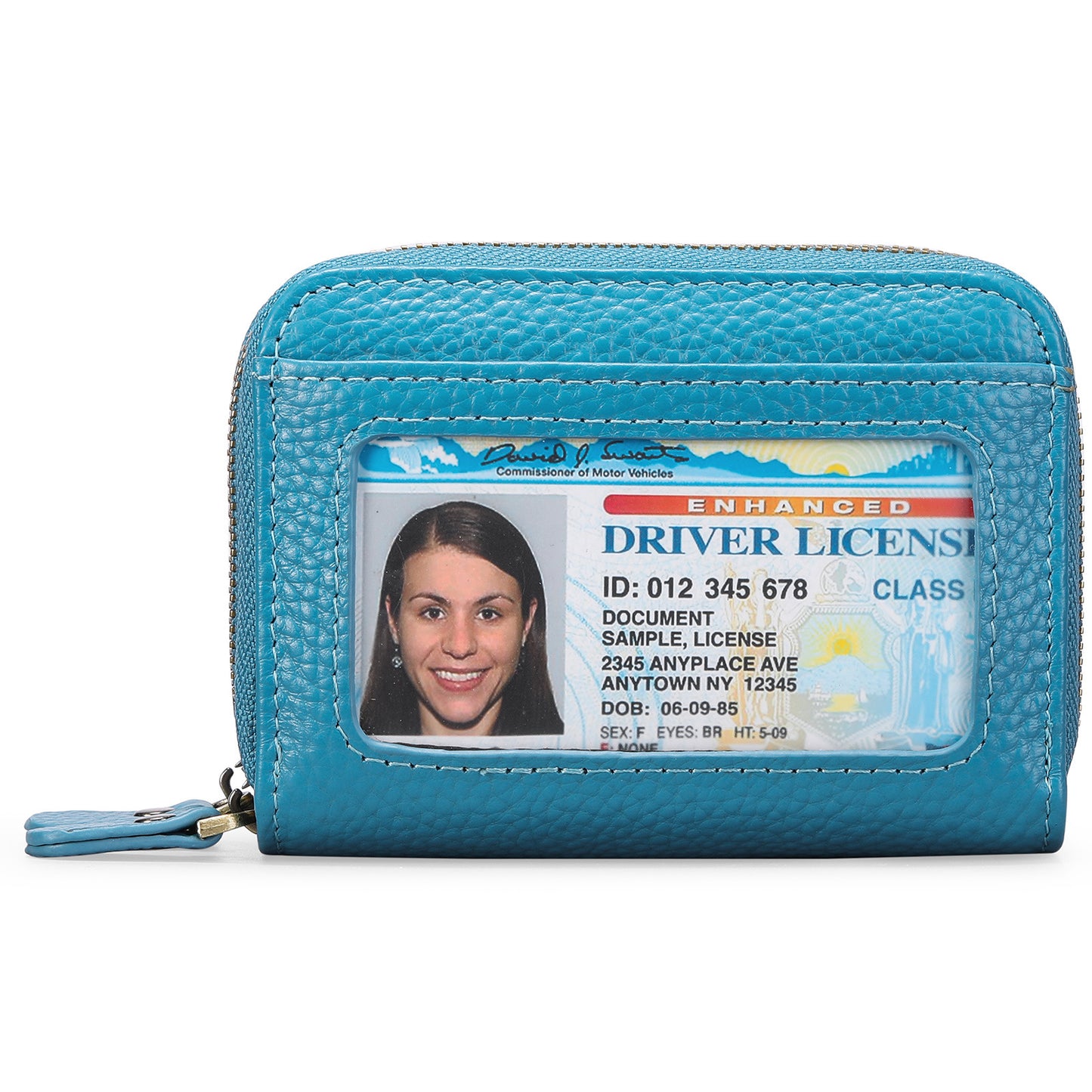 First Cowhide Double Layer Zipper Expanding Card Holder – Genuine Leather Anti-Theft Wallet with Gift Box