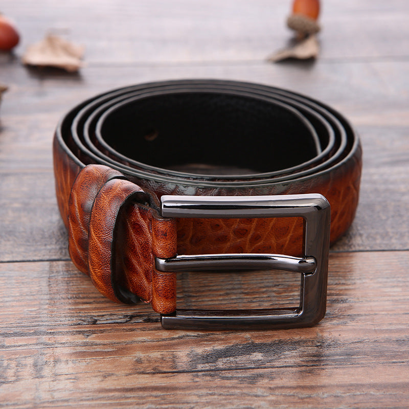 Men’s Business Belt with Alloy Pin Buckle – European & American Fashion Style