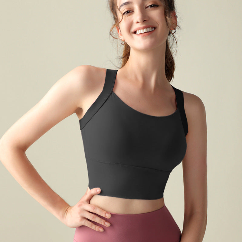Training Shockproof Sports Bra – Women’s Fixed Cup High Support Workout Top