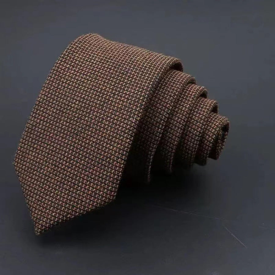 Men’s Business Fashion Tie – Thickened Sanded Fabric Striped & Solid Color Necktie