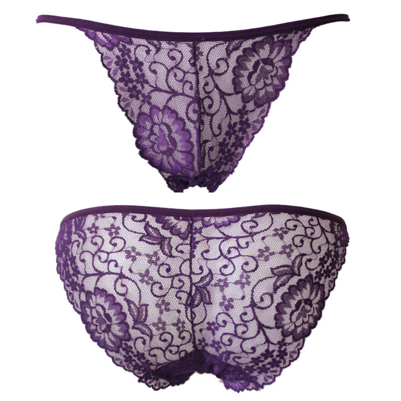 Sexy Lace Women’s Underwear Briefs – Low Waist Floral Jacquard Panties