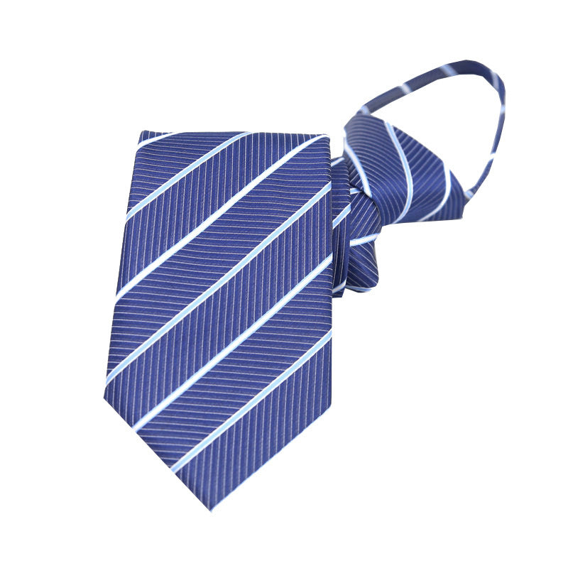 Men’s Formal Business Zipper Tie – Striped Jacquard Knot-Free Necktie