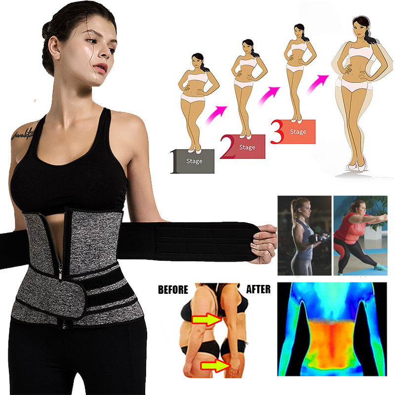 Tummy Sweat Shapewear Bodysuit for Women – Waist Trainer Slimming Corset with 2-3 Belts