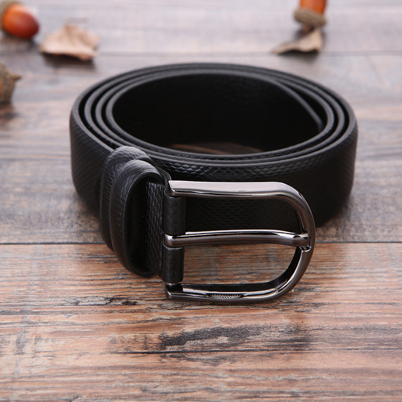 Men’s Business Belt with Alloy Pin Buckle – European & American Fashion Style