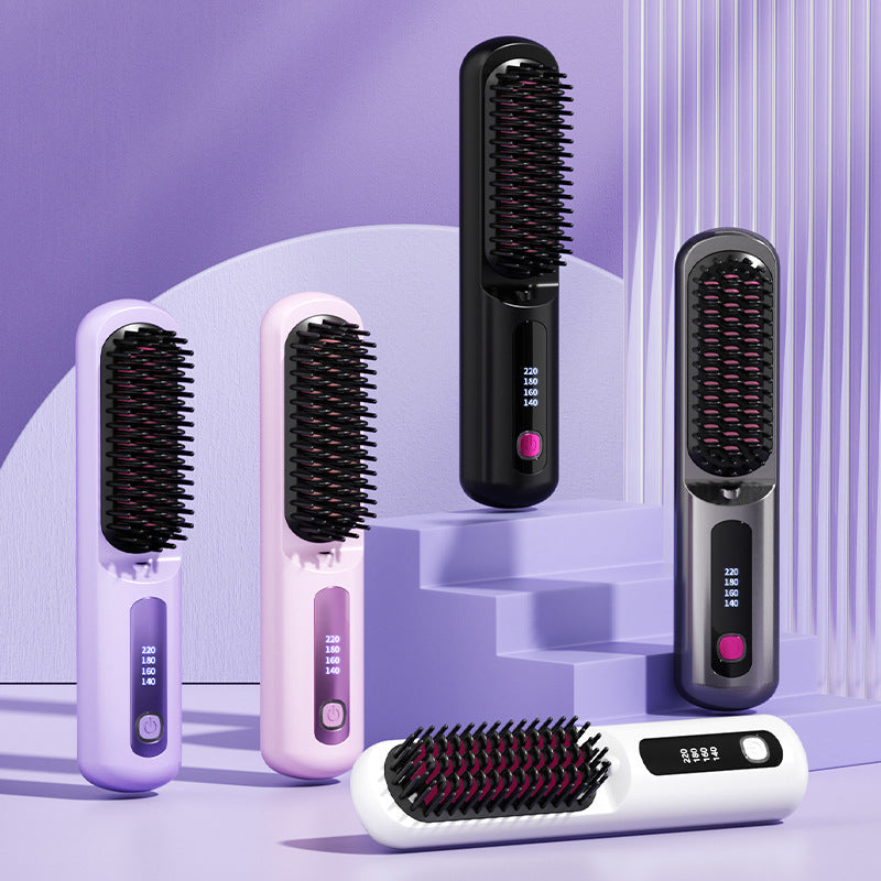 Wireless Anion Portable Straight Comb – Safe Hair Straightener Brush with USB Charging