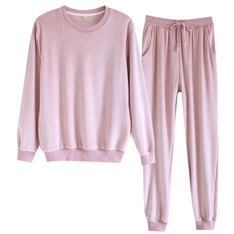 Couple Pajamas Loungewear Set – Cozy Island Velvet Pullover Sleepwear