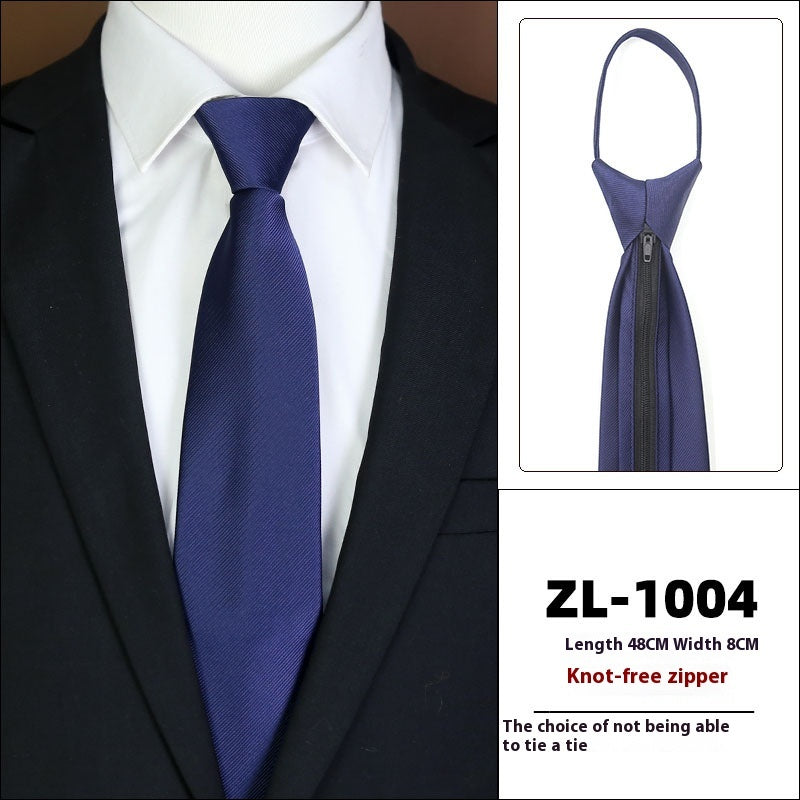 Men’s Formal Business Zipper Tie – Striped Jacquard Knot-Free Necktie