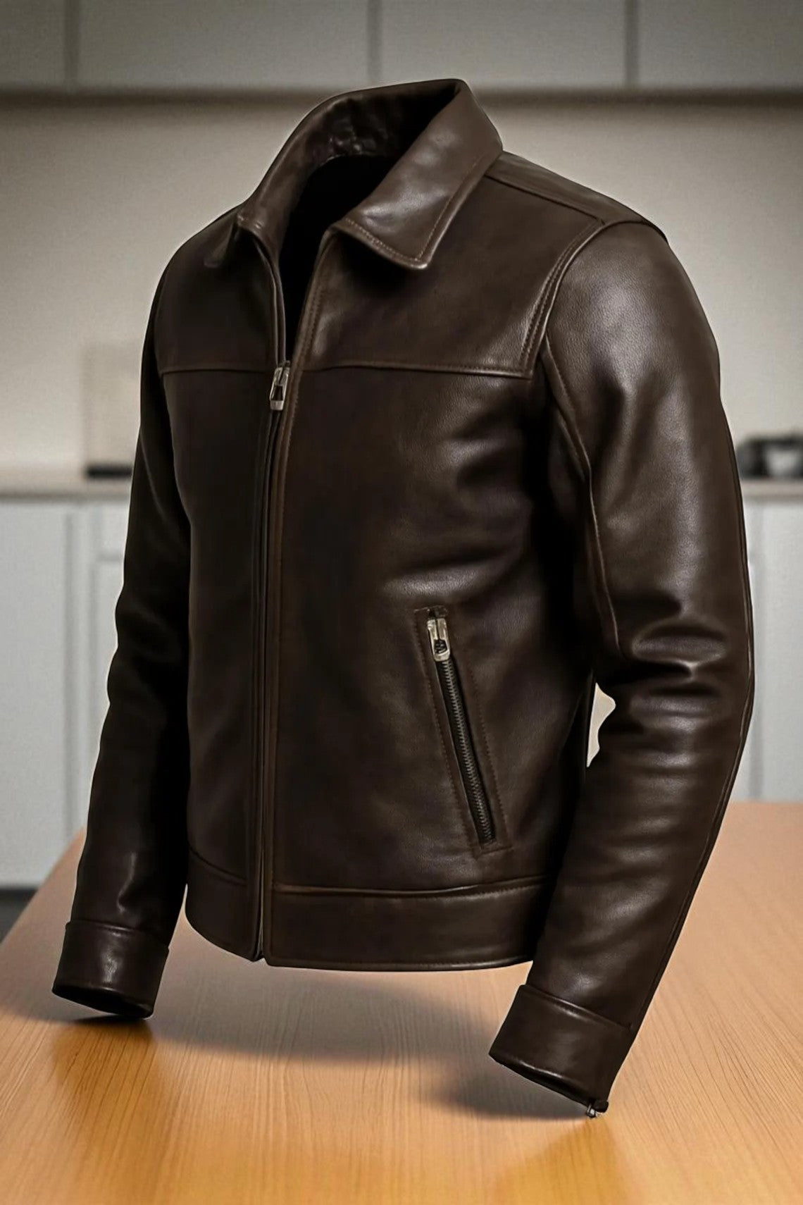 Men's Dark Brown Cowhide Leather Jacket – Handmade in Pakistan, Genuine Biker Style Outerwear, Durable & Stylish Motorcycle Jacket