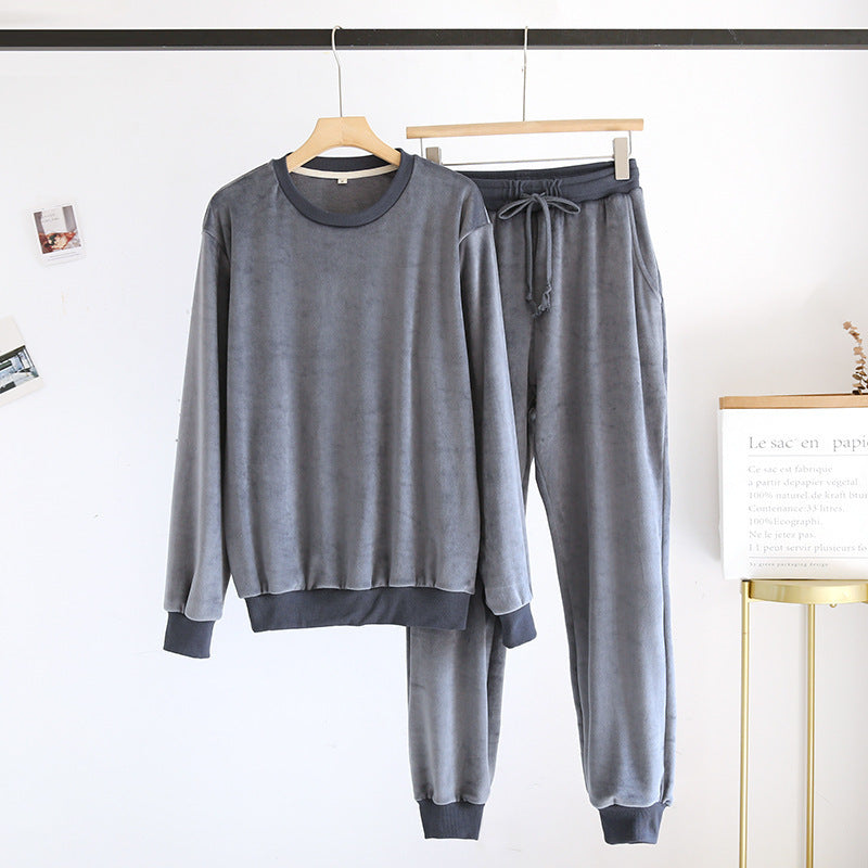 Couple Pajamas Loungewear Set – Cozy Island Velvet Pullover Sleepwear