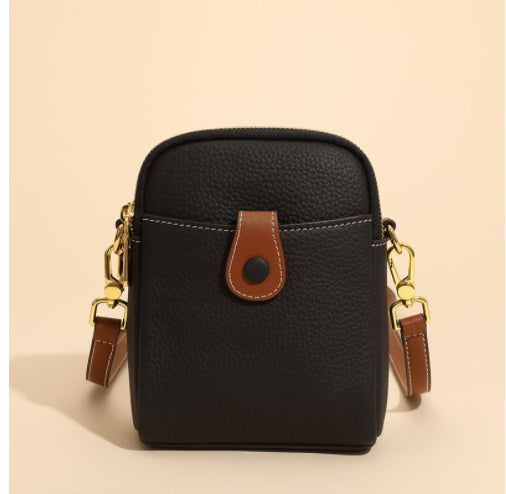 Women’s Leather Crossbody Phone Bag – Small Lychee Pattern Wallet Purse