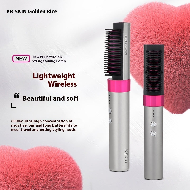 Anion Wireless Straight Comb – Rechargeable Portable Dual-Purpose Hair Styling Brush