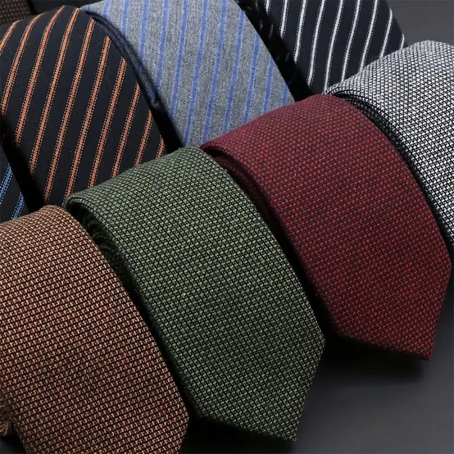 Men’s Business Fashion Tie – Thickened Sanded Fabric Striped & Solid Color Necktie